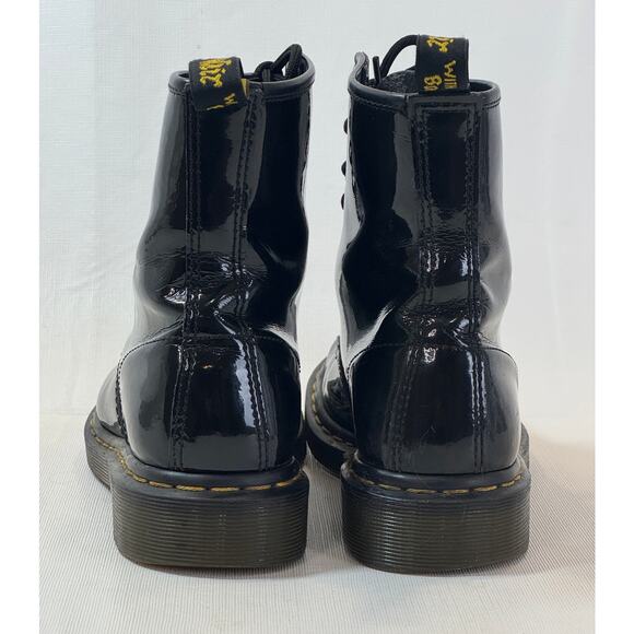 Dr. Martens 1460W Black Patent Lamper Leather Boots Womens 7 Combat 8-Eye - Picture 6 of 12